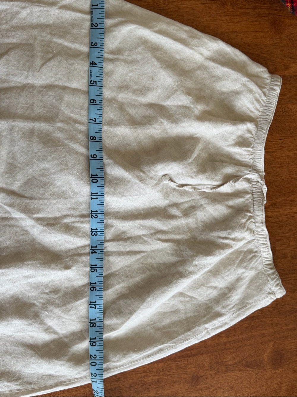 white birch Cream Ruffle-Hem Midi Skirt linen - Picture 6 of 7